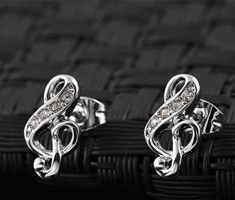 Crystal Music Note Stud Earrings