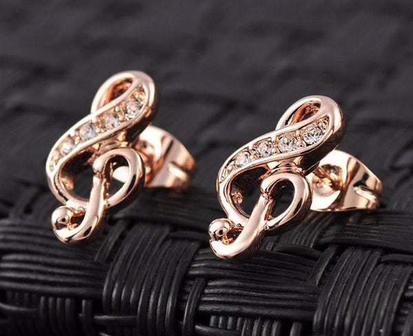 Crystal Music Note Stud Earrings