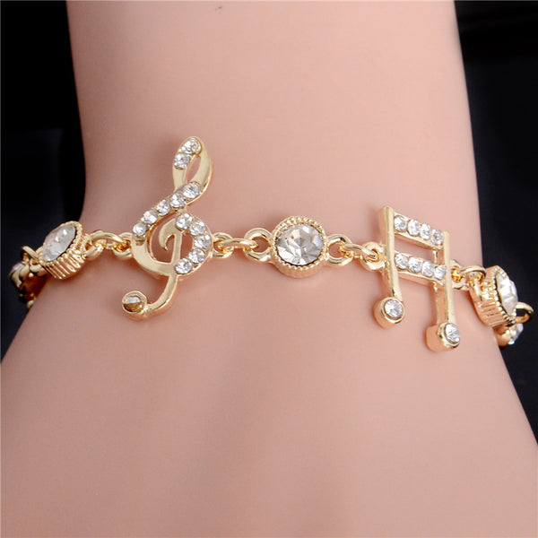 Music Notes Crystal Bracelet