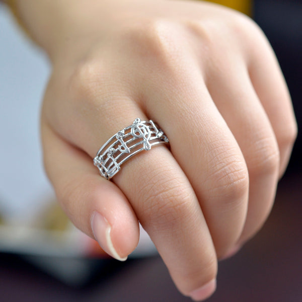 Musical Note Silver Ring
