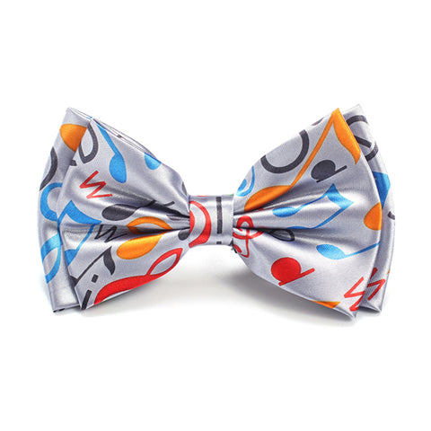 Rainbow Music Notes Grey Bow Tie