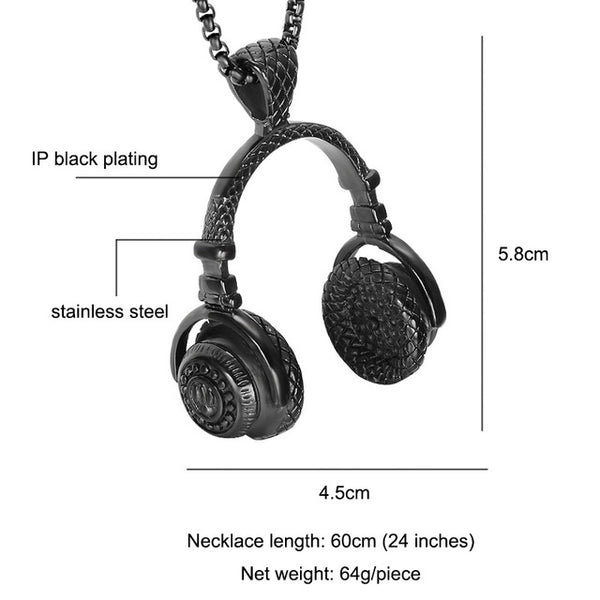 Punk Headphone Pendant Necklace
