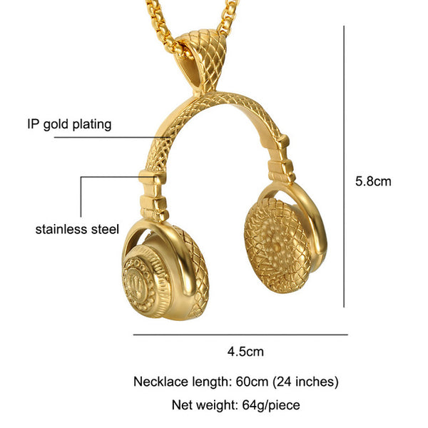 Punk Headphone Pendant Necklace