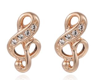 Crystal Music Note Stud Earrings