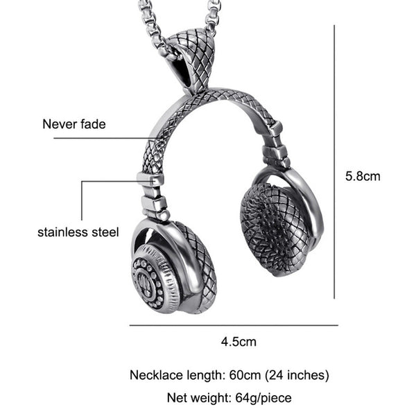 Punk Headphone Pendant Necklace